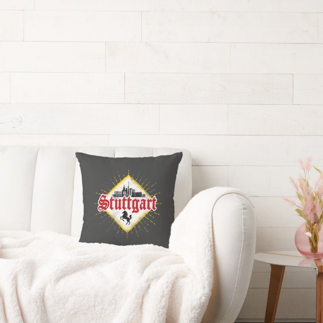 Stuttgart City Tyskland Retro Skyline Vintage Kudde (Soffa)