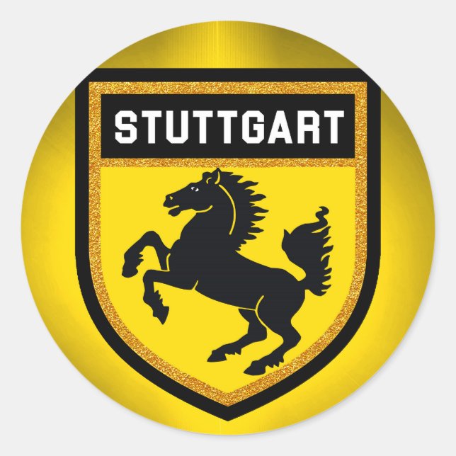 Stuttgart Flagga Runt Klistermärke (Framsida)