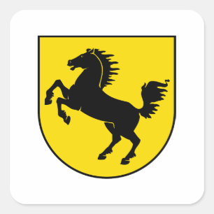 Stuttgart flagga stad tyskland symbol emblem häst fyrkantigt klistermärke