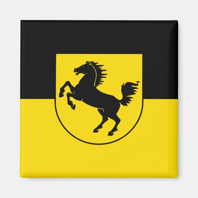 Stuttgart flagga stad tyskland symbol emblem häst magnet (Framsidan)