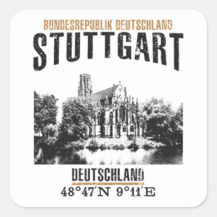 Stuttgart Fyrkantigt Klistermärke