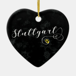 Stuttgart Heart, Julgran Ornament, Tyskland Julgransprydnad Keramik