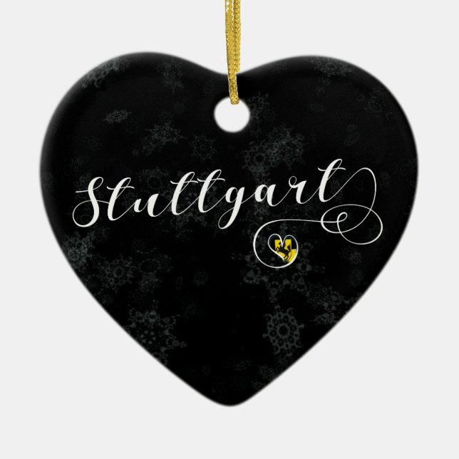 Stuttgart Heart, Julgran Ornament, Tyskland Julgransprydnad Keramik (Framsidan)