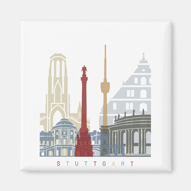 Stuttgart skyline poster magnet (Framsidan)