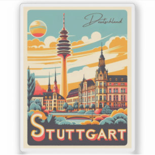 Stuttgart TV-torn - Fernsehturm tyskland present Klistermärken