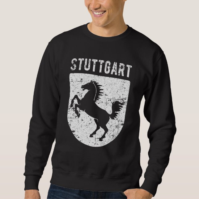 Stuttgart Tyskland Deutschland Distress Design Lång Ärmad Tröja (Framsida)
