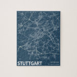 Stuttgart Tyskland Minimalist City Karta Line Art Pussel<br><div class="desc">Stuttgart Tyskland Karta Linjekonst av typen Minimalist i Blue Puzzle</div>