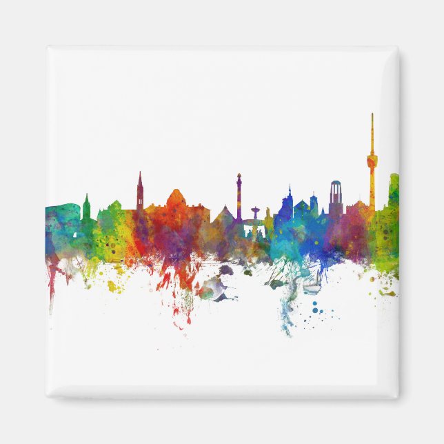 Stuttgart Tyskland Skyline Magnet (Framsidan)