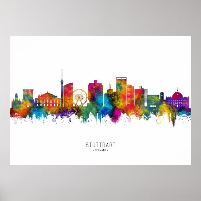 Stuttgart Tyskland Skyline Poster (Framsidan)