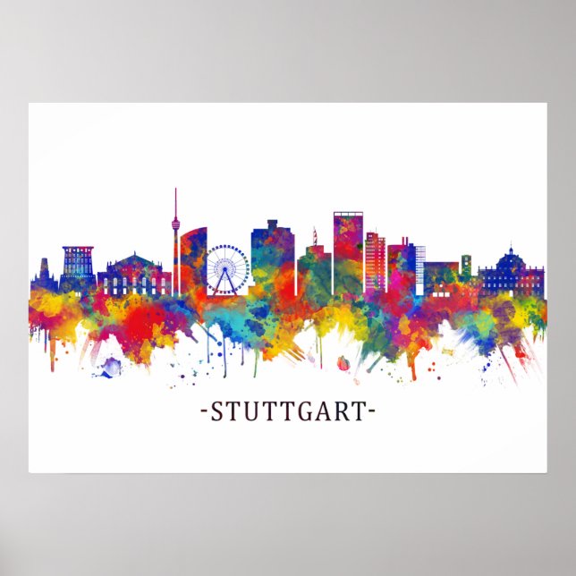 Stuttgart Tyskland Skyline Poster (Framsidan)