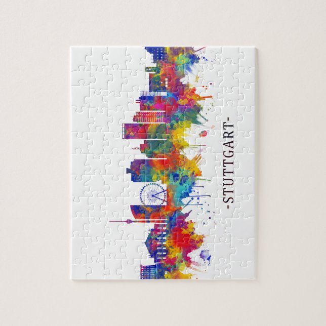 Stuttgart Tyskland Skyline Pussel (Vertikal)