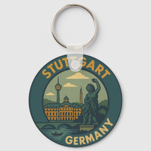Stuttgart Tyskland Stad Konst Nyckelring