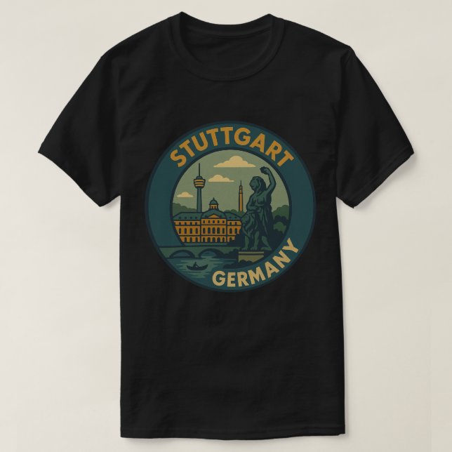 Stuttgart Tyskland Stad Konst T Shirt (Design framsida)
