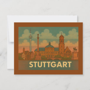 Stuttgart Tyskland Stad Konst Vykort