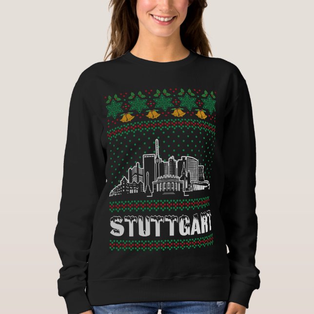 Stuttgart Tyskland Ugly jul T Shirt (Framsida)