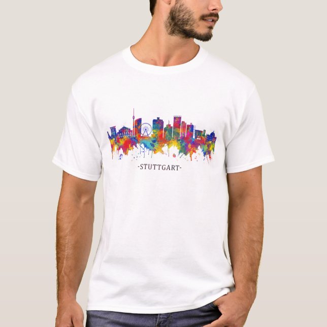 Stuttgart Tysklandare Skyline T Shirt (Framsida)