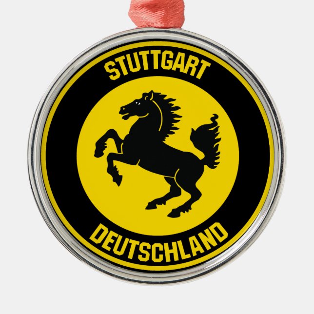 Stuttgarts runda emblem julgransprydnad metall (Framsidan)