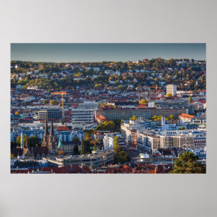 Stuttgarts utbredda stadsvy poster