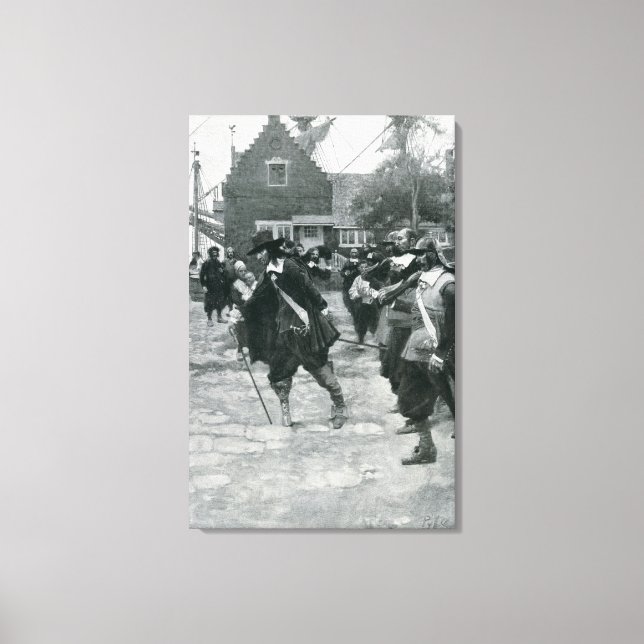 Stuyvesantens ankomst i New Amsterdam Canvastryck (Framsida)