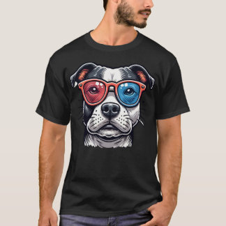 Stviddshire Bull Dog with Glass Pop Art Stil T Shirt