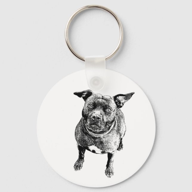 Stviddshire Bull Terrier art stil Nyckelring (Framsida)