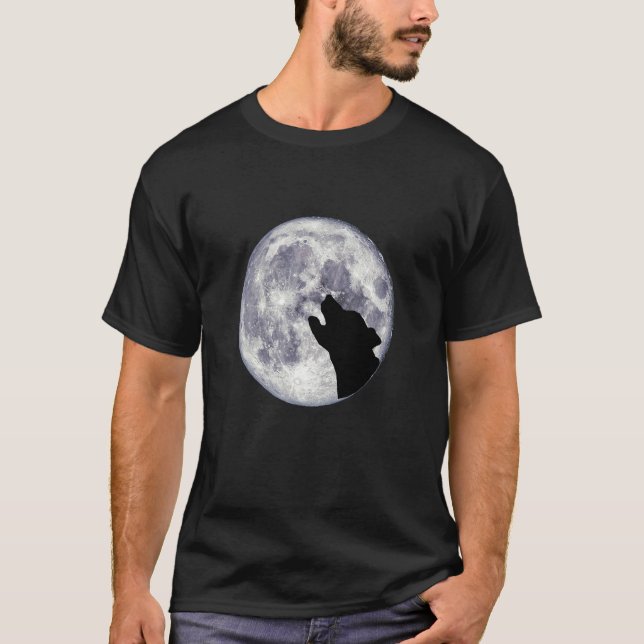Stviddshire Bull Terrier eller Pitbull Howling at  T Shirt (Framsida)