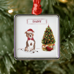 Stviddshire Bull Terrier Funny jul-Hund Julgransprydnad Metall
