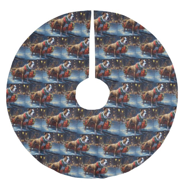 Stviddshire Bull Terrier jul Festive Julgransmatta Borstad Polyester (Framsidan)