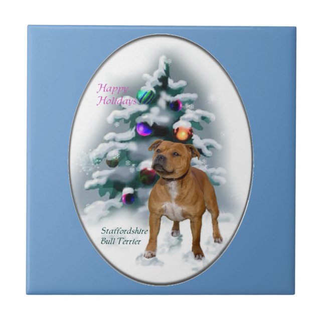 Stviddshire Bull Terrier jul Kakelplatta (Framsidan)