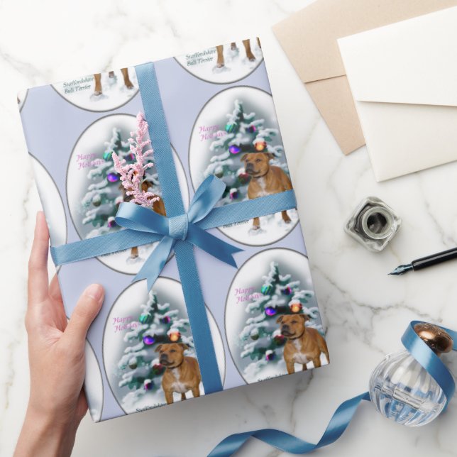 Stviddshire Bull Terrier jul Presentpapper (Gifting)