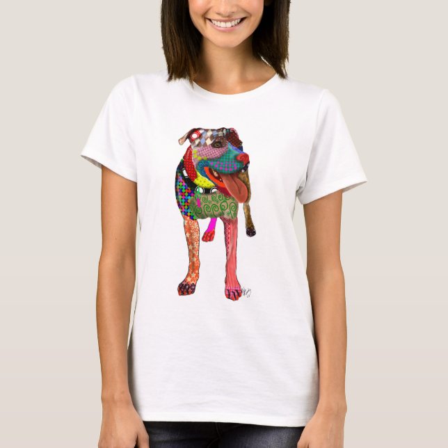 Stviddshire Bull Terrier - Patchwork T Shirt (Framsida)