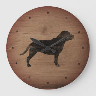 Stviddshire Bull Terrier Silhouette Rustic Stil Stor Klocka