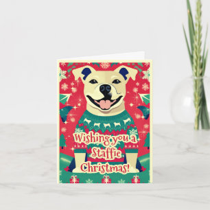 Stviddshire Bull Terrier Staffie Festive Funny Helgkort