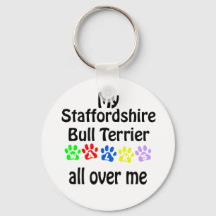 Stviddshire Bull Terrier Walks Design Nyckelring