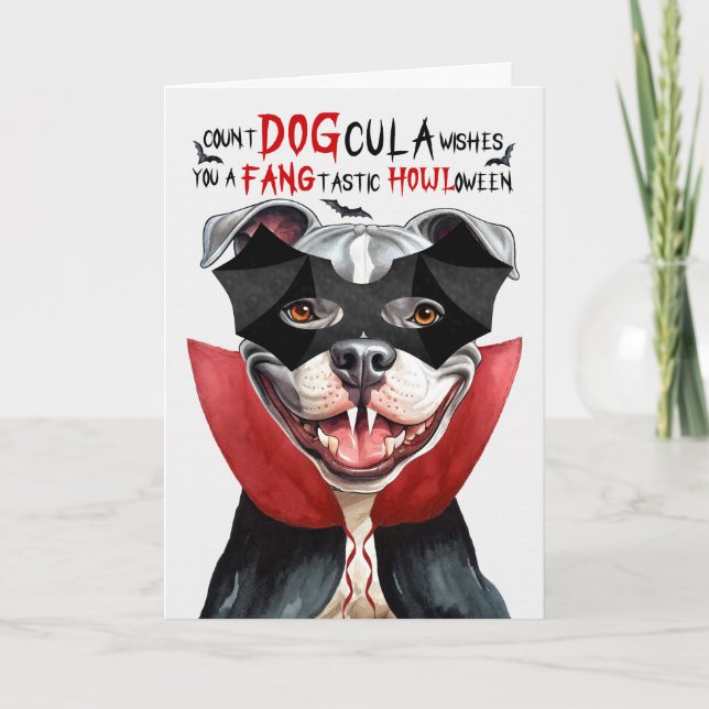 Stviddshire Hund Funny Count DOGcula Halloween Helgkort (Framsida)