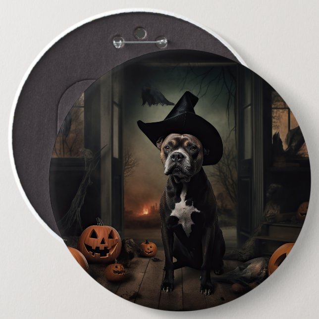 Stviddshire Terrier Pumpkins Halloween Scary Knapp (Framsida & baksida)