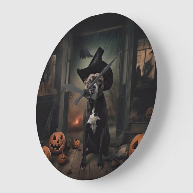 Stviddshire Terrier Pumpkins Halloween Scary Stor Klocka (Vinkel)