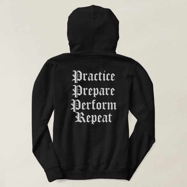 STWYE( Praktik... Förbered. Utför. Upprepa.) Hoodie (Design baksida)