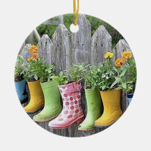 STYCK-"BOOT"-PLANTER FÖR FLOWER ÄLSKARE JULGRANSPRYDNAD KERAMIK (Framsidan)