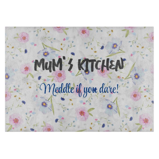 Styckbräda med personlig och dilaterade blommor (Framsidan)