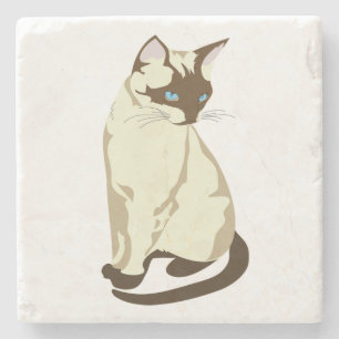 STYCKE BEIGE OCH BRÖT KATT MED BLÅ ÖGA STENUNDERLÄGG