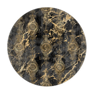 STYCKE FÖR MARBLE BLACK GULD VINTAGE TRAY CUTYARD 