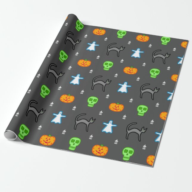 Stycketecken för cute Stitched Stil Halloween Presentpapper (Utrullad)
