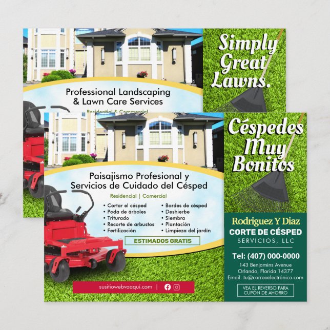 Styckning av gräsmatta i liggande 4,5" x 6,25" meny (Fram/baksida)