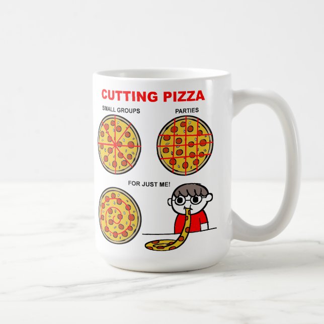 Styckning av Pizza Funny Mug Kaffemugg (Höger)