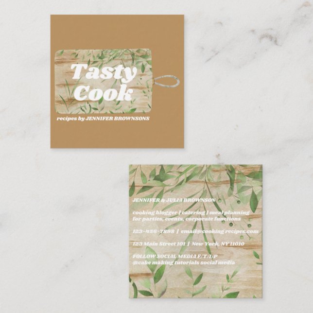 Styckning av Rustic Cooker Fyrkantigt Visitkort (Fram/baksida)