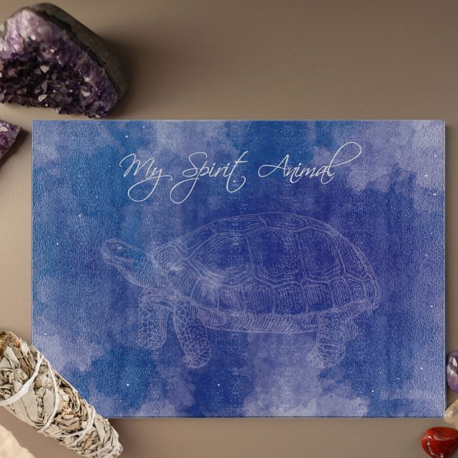 Styckning av sköldpadda (turtle Spirit Animal Temp (Turtle Spirit Animal Blue and White Glass Cutting Board for the mystic and turtle lover.)