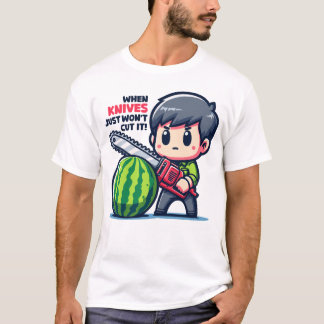 Styckning av vattenmelon - Melon Chainszawa T Shirt