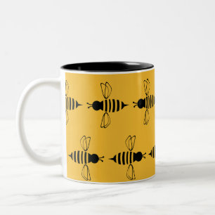 Styckningsbin, bin, honungsbin, honungsbin, humlor Två-Tonad mugg