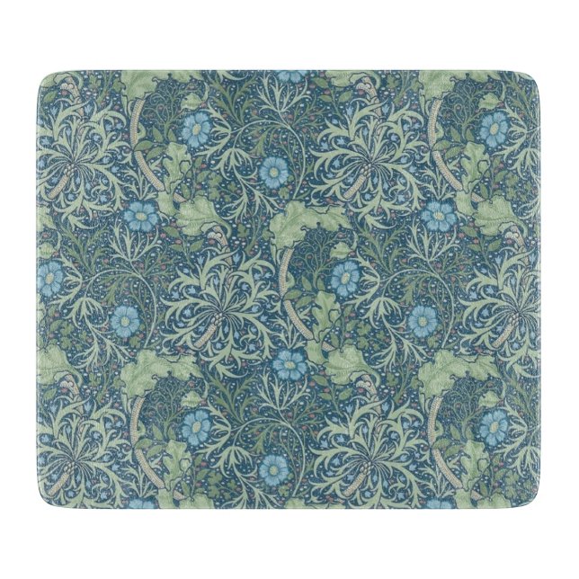 Styckningsbord av glas: WILLIAM MORRIS : BLUE-BLOM (Framsidan)